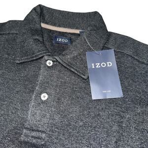 IZOD Pullover Shirt Mens Medium Black Long Sleeve Polo Casual Lightweight New